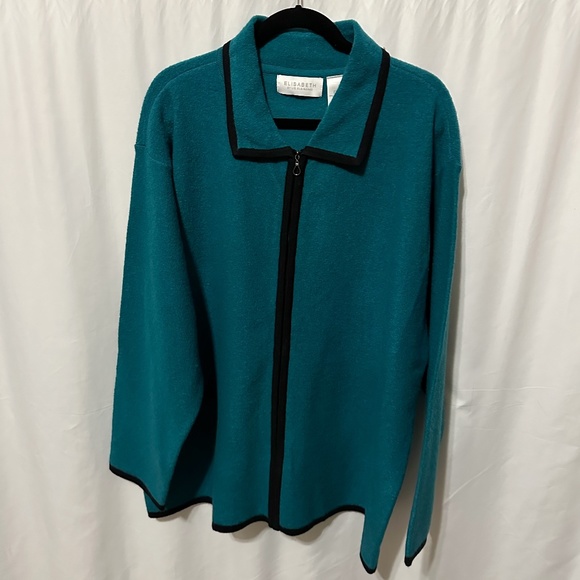 Elizabeth by Liz Claiborne Teal Wool Zippered Lightweight Jacket 2X - Picture 1 of 8